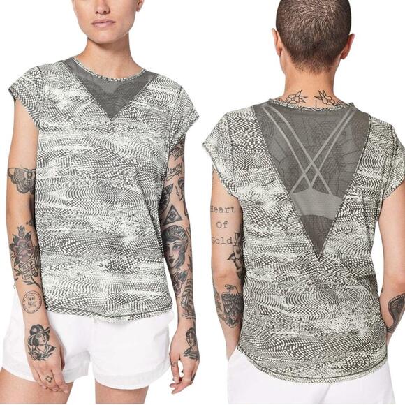 LULULEMON For The Run Short Sleeve Swerve Vapor Metal Grey Sz 8 - Picture 1 of 5